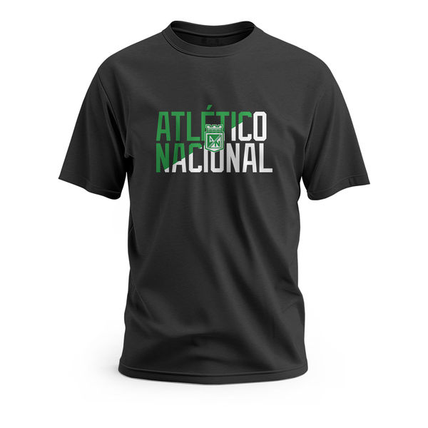 CAMISETA NEGRA ATLÉTICO NACIONAL BANDERA CRUZADA