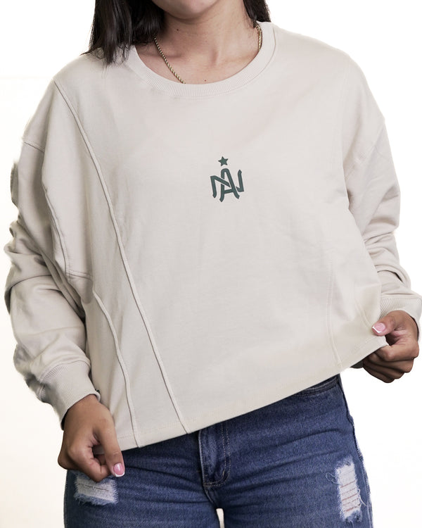 BUZO CROP BEIGE MUJER LPC