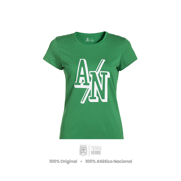 Camiseta Dama Verde A/N Blanco