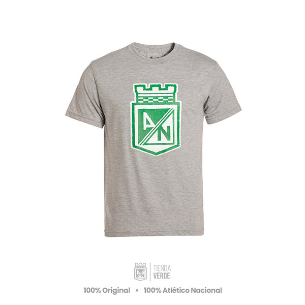 Camiseta Simil Escudo Bordado Gris